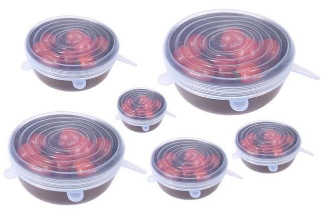 6PCS Silicone Stretch Lids Universal Silicone Food Wrap Bowl Pot Lid